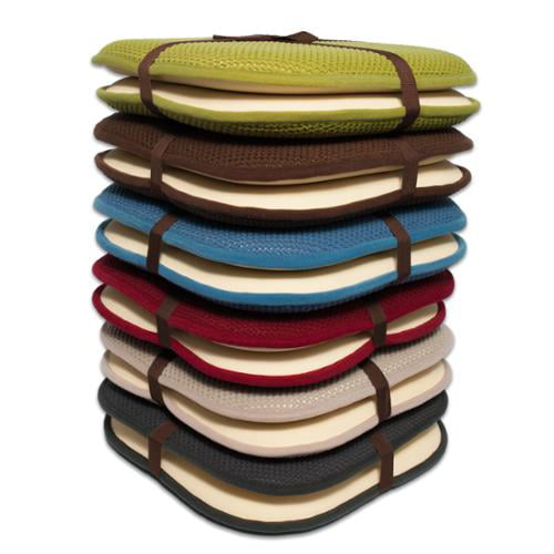 Turquoize Non Slip Memory Foam Seat Chair Cushion Pads Honeycomb Premium Comfort Memory Foam Chair Pads/Cushions with Ties Sand Seat Cover 16 x 16 Chair/Seat Cushion Pad 2 Pack 